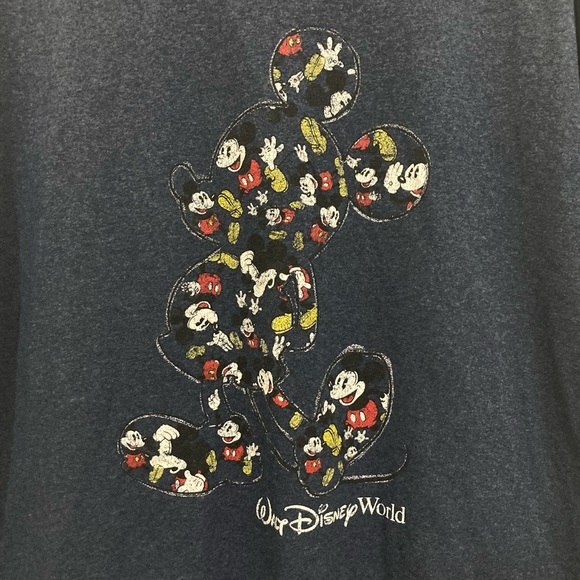 Disney 2XL Hanes Disney Parks Mikey mouse in Mikey silhouette blue heathered tee - Picture 4 of 6